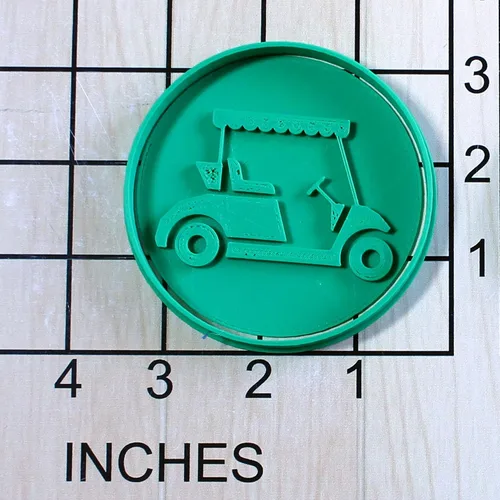 Vista 2 de Carro de golf Fondant Cookie Cutter Y Sello #1639