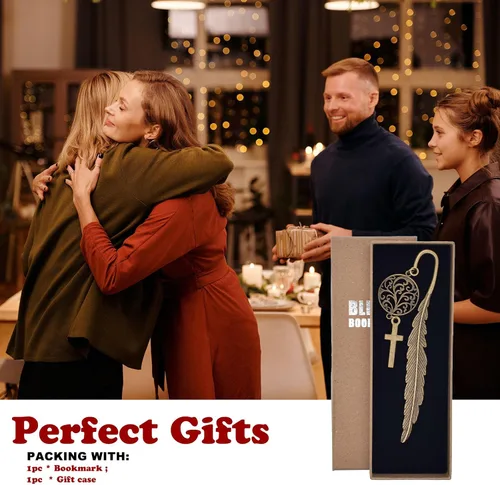 Vista 6 de Marcador de pluma de metal BLBMH Planificador de la Biblia con cruz Marcador de libro de oración para mujeres hombres sacerdote Regalos cristianos