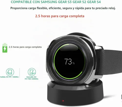 Vista 2 de Cargador de reloj para Samsung Gear S2, base de carga con cable de carga micro USB, para Smausng Gear S3 S2 Classic, S3 Frontier, S4 Smart Watch