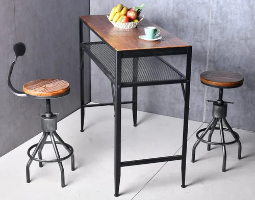 Vista 5 de Mesa de bar de 47 pulgadas de alto, mesa de bar de altura de barra, mesa de bar para sofá, mesa de centro rectangular para cocina y comedor, tubo