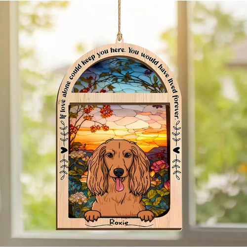 Vista 121 de LOVELYPOD Adorno de Navidad personalizado de sabueso afgano, atrapasoles con nombre, regalos de pérdida de mascotas, regalos para amantes