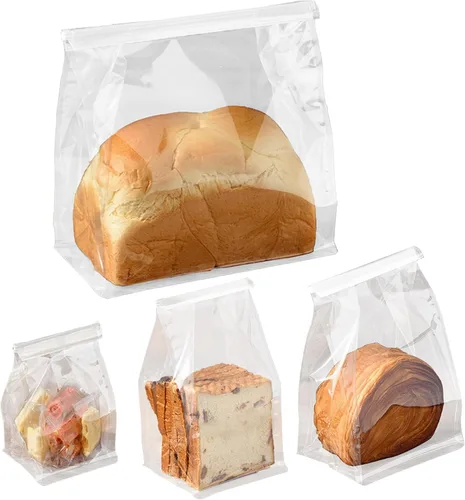 Vista 18 de 50 bolsas de pan con lazo de lata, bolsas para pan hechas de papel de algodón marrón, bolsa de embalaje de almacenamiento con ventana transparente