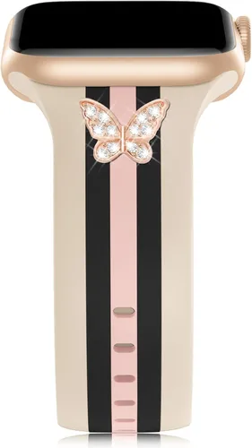 Vista 15 de Banda de diseñador con adornos decorativa compatible con Apple Watch de 38mm 40mm 41mm 42mm 44mm 45mm 46mm 49mm, para mujeres y hombres, pulseras