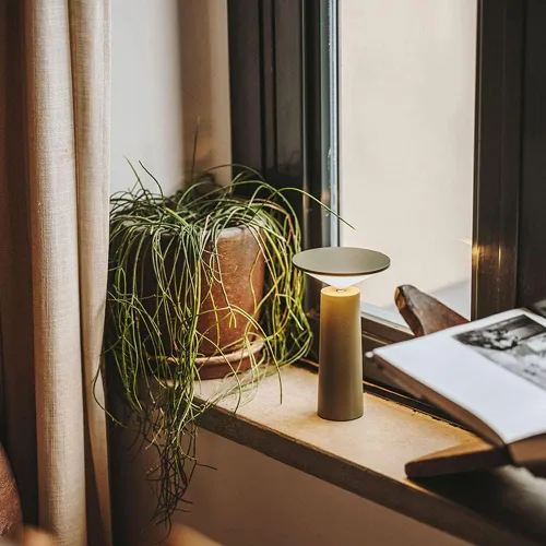 Vista 3 de Mona' - Lámpara de mesa moderna, luz LED inalámbrica partable, interruptor de control táctil de atenuación, ajustable 360°, recargable por USB