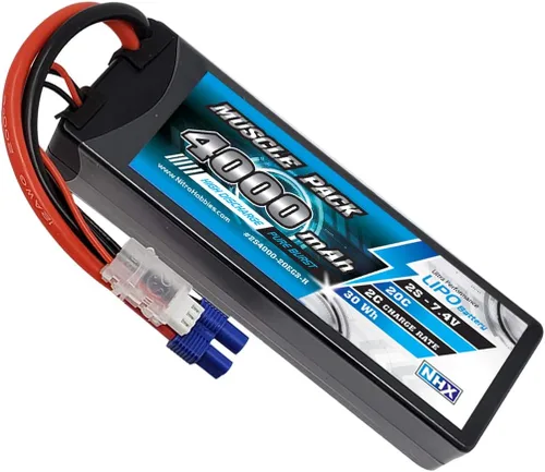 Vista 3 de NHX Muscle Pack 2S 7.4V 4000mAh 20C Hard Case Lipo Batería con conector EC3