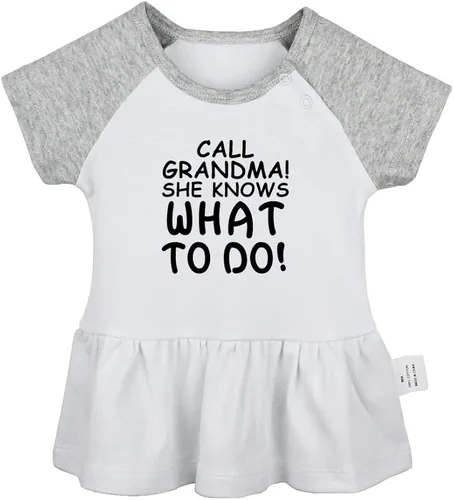 Vista 5 de Pack of 2, Call Grandma She Knows What to Do & Please Pass Me to Grandma Funny Dresses Infant Baby Girls Princess Dress