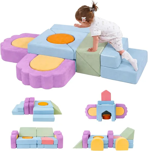 Vista 7 de 13 Piezas Bloques de Escalada de Espuma para Niños Pequeños de 1-3 Años Juego Suave de Escalada Floral para Niños para Interiores, Juguetes