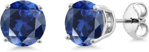 Vista 150 de Gem Stone King Aretes de plata de ley 925 con piedra natal redonda de 0.276 in para mujer