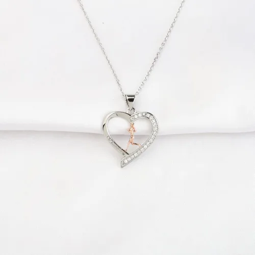 Vista 2 de FUSTMW Collar con dije para correr, pulsera, regalo para correr, para amantes de correr, regalos de maratón para mujeres y niñas