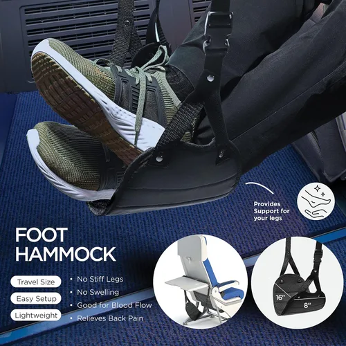 Vista 7 de Homeify Kit de viaje en avión, almohada ajustable para el cuello del avión de espuma viscoelástica con soporte para teléfono, máscara de ojos