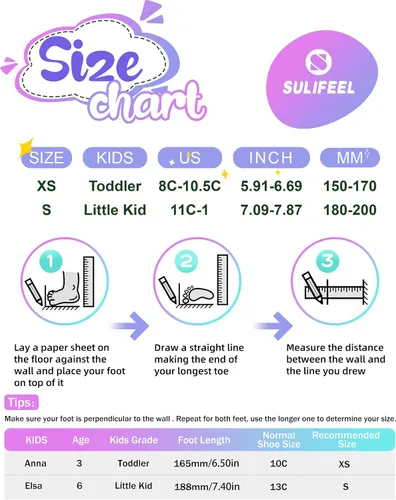 Vista 5 de SULIFEEL Patines de unicornio arcoíris para niñas y SULIFEEL - Patines ajustables para niños, talla S