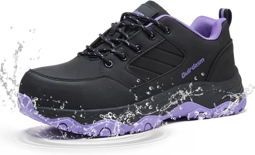 Vista 8 de Zapatos anchos con punta de acero para mujer, impermeables, antideslizantes, zapatos de seguridad, ligeros, antideslizantes, construcción