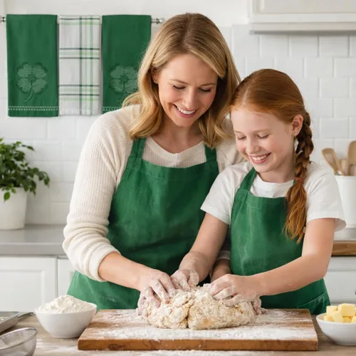 Vista 6 de Serafina Home Toallas de cocina de mano para invitados de baño irlandeses del día de San Patricio: suave y absorbente bordado, diseño de trébol