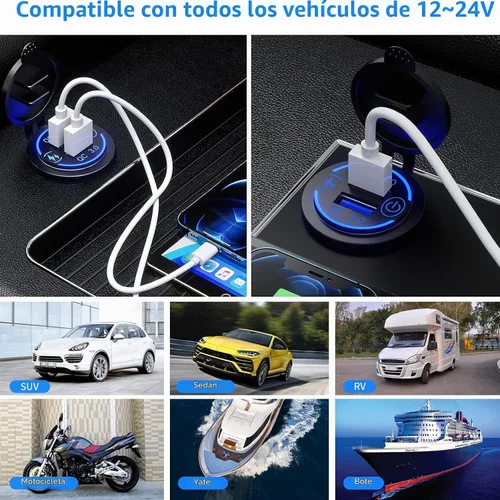 Vista 7 de Kewig Cargador USB dual 3.0 de carga rápida