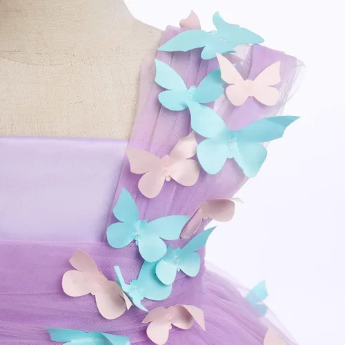 Vista 4 de Vestido de cumpleaños de mariposa para niñas pequeñas, vestido de tul alto y bajo de tul para bautizo, fiesta de boda, vestidos de tul para sesión