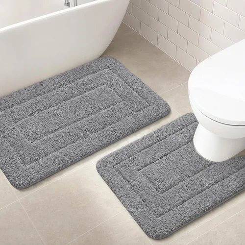 Vista 11 de HOMORE Alfombra de baño negra de 24 x 17 pulgadas, suave y absorbente, alfombra de baño pequeña, alfombra de baño lavable antideslizante para bañera