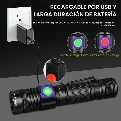 Vista 5 de DARKBEAM 365nm linterna ultravioleta luz negra luz ultravioleta madera UV 365nm (azulado)