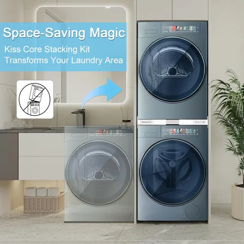 Vista 5 de Kit de apilamiento para lavadora y secadora, kit de apilamiento universal con estante de secado extraíble para cuarto de lavado, ajustable de 24 a