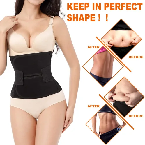 Vista 5 de Banda posparto para el vientre, sección C, faja abdominal poscirugía, faja posparto esencial para abdominoplastia, entrenador de cintura negro
