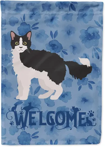 Vista 275 de Caroline's Treasures CK4813CHF - Bandera de bienvenida con gato abisinio azul, manga grande, para porche, para colgar en la pared, poliéster