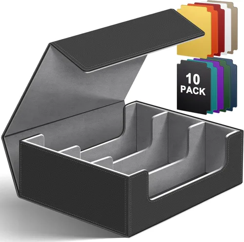 Vista 8 de Homthy Caja de almacenamiento de cubierta de 1200+ cartas para cartas de intercambio, caja de almacenamiento de cartas de cuero Commander