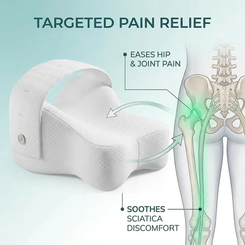 Vista 7 de Almohada de rodilla para personas que duermen de lado con correa ajustable, almohada de espuma viscoelástica para piernas para dormir de lado