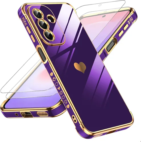 Vista 97 de LeYi Funda para Motorola-G 2025: Love Heart Plating Luxury, Negro