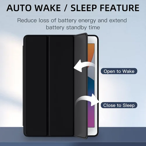 Vista 3 de Funda compatible con iPad de 9ª/8ª/7ª generación, para iPad de 10.2 pulgadas con soporte para lápiz, funda inteligente con soporte de TPU