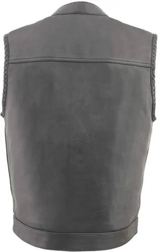 Vista 2 de Milwaukee Leather Men's Club Style Motorcycle Vest -Premium Leather, Dual Closure, CCW Pockets, Patch-Ready Back