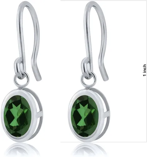 Vista 62 de Gem Stone King Aretes colgantes de plata de ley 925 de 0.276 x 0.197 in con piedra natal ovalada de alambre francés para mujer