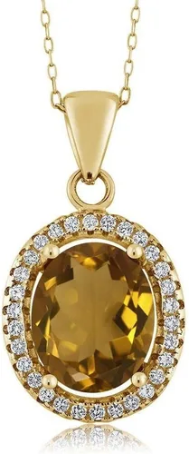 Vista 37 de Gem Stone King Collar con colgante de plata chapada en oro amarillo de 18 quilates de 0.433 x 0.354 in con piedra natal ovalada para mujer
