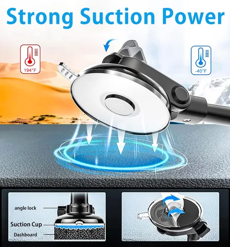 Vista 4 de Soporte de tablet para parabrisas de automóvil [brazo flexible de cuello de cisne de 13 pulgadas] Soporte de tableta de súper succión para automóvil