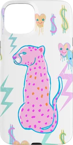Vista 9 de iPhone 16 Preppy Art Cheetah, Pink Cheetah, Preppy Art Estética Funda