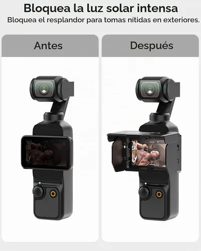 Vista 2 de Funda de Pantalla Plegable con Parasol para Accesorios DJI Osmo Pocket 3, Protector Compacto Anti-Reflejos para Fotografía al Aire Libre, Cubierta