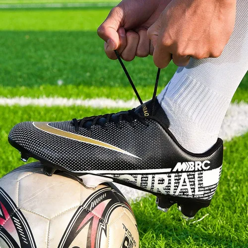 Vista 4 de ailishabroy Zapatos de fútbol para niño grande FgAg High Top Spikes Zapatos de fútbol para entrenamiento profesional Césped Hombres al aire libre