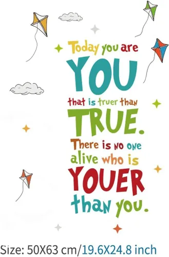 Vista 2 de Calcomanías de pared inspiradoras con texto en inglés «Today You are You That Is Truer Than Truer Than Truer»