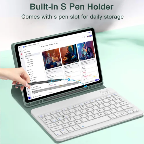 Vista 8 de Funda para teclado para Samsung Galaxy Tab A9 Plus 5G 11 pulgadas 2023 (SM-X210/X216/X218) - Teclado Bluetooth inalámbrico desmontable - Funda