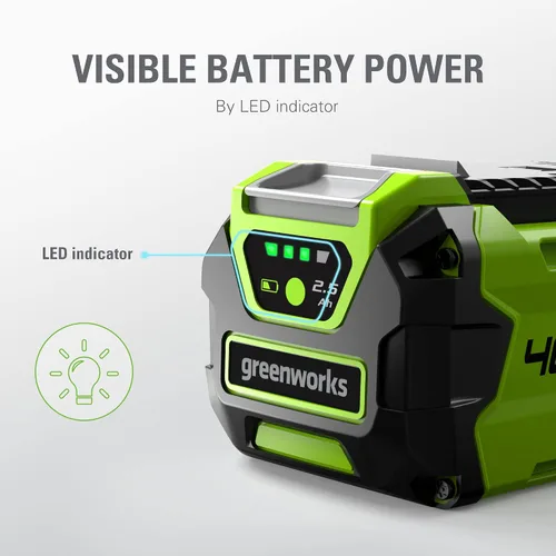 Vista 3 de Greenworks Batería de iones de litio USB de 40 V y 2.5 Ah (batería Greenworks genuina / más de 75 herramientas compatibles)