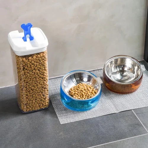 Vista 3 de Felli Pet Oblik - Tazón de agua inclinado para comida para perros, plato ovalado de acero inoxidable, ergonómico, en ángulo, a prueba de derrames