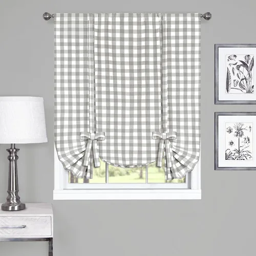 Vista 5 de Achim Home Furnishings - Cortina de ventana a cuadros de un solo paño, 42 x 63 pulgadas, blanca y negra