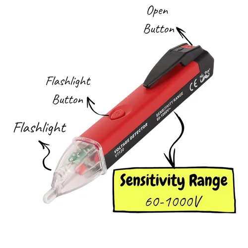 Vista 5 de Mr. Pen Probador de voltaje, detector de voltaje de CA sin contacto, pluma probadora eléctrica, rojo y negro Tester Electric, Electric Tester Pen