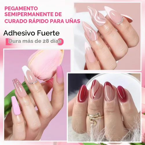 Vista 3 de UNA GELLA - Pegamento para uñas sin necesidad de lámpara, 0.3 fl oz*2 unidades, súper fuerte