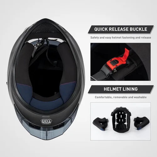 Vista 6 de SPARK Casco de motocicleta de cara completa para adultos, aprobado por DOT, ligero y ventilado, doble visera para hombres y mujeres, motos de nieve