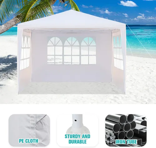 Vista 3 de BELANITAS Tiendas de campaña de fiesta de 10 x 10 con 3 ventanas, tienda de campaña para fiestas, cenador para eventos de cumpleaños, jardín