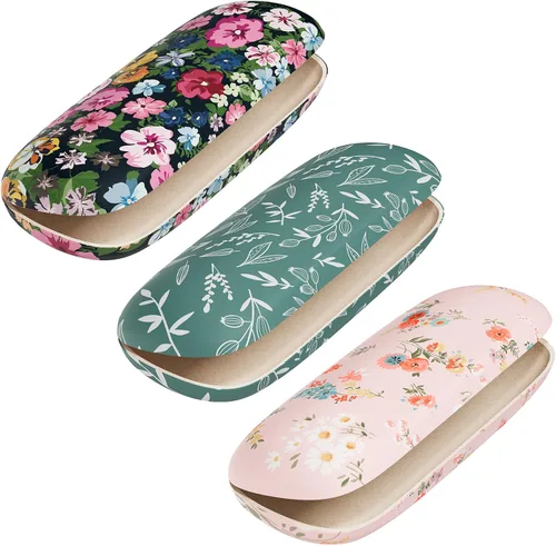 Vista 15 de Funda para gafas, funda protectora de carcasa rígida para gafas, unisex para mujeres y hombres Paquete de 3-Negro