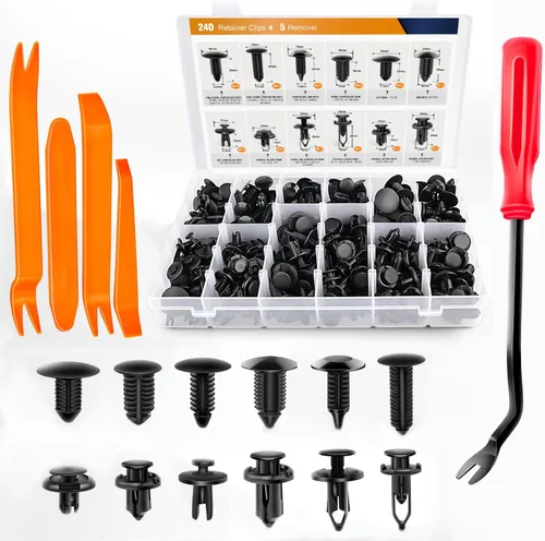 GOOACC - Kit de 240 clips de retención a presión para automóvil, remaches de plástico y sujetadores, clips para guardabarros, paneles y tapicería,