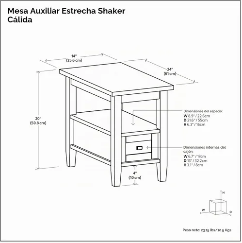 Vista 3 de SIMPLIHOME - Mesa lateral estrecha rectangular Warm Shaker, de madera maciza, de 14 pulgadas de ancho, estilo transicional, color negro, para sala