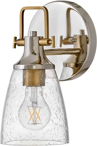 Vista 5 de Hinkley Easton 51270PN - Accesorio de tocador de baño de una sola luz, industrial moderno, pantalla de vidrio transparente, se monta hacia arriba