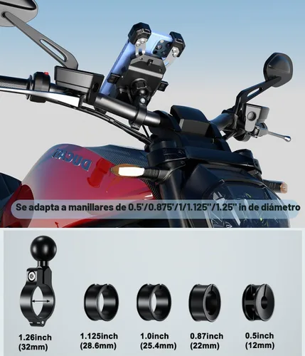 Vista 6 de iMESTOU Soporte de teléfono con cargador USB C inalámbrico para motocicleta