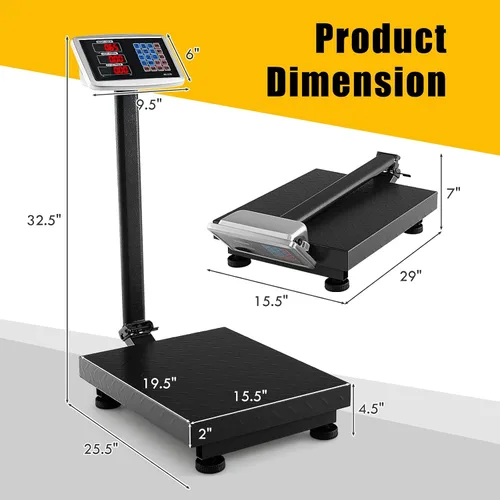 Vista 2 de Giantex Báscula digital para computación de peso de 660 libras, báscula de plataforma de suelo para pesaje de paquetes de equipaje, envío, correo